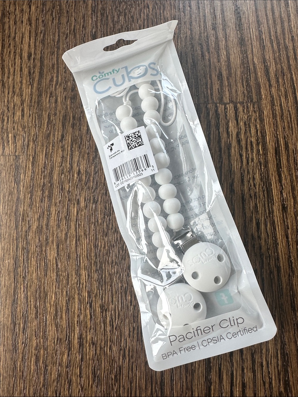 White Pacifier Clip - BPA Free 2 pack unopened NWT Comfy Cubs